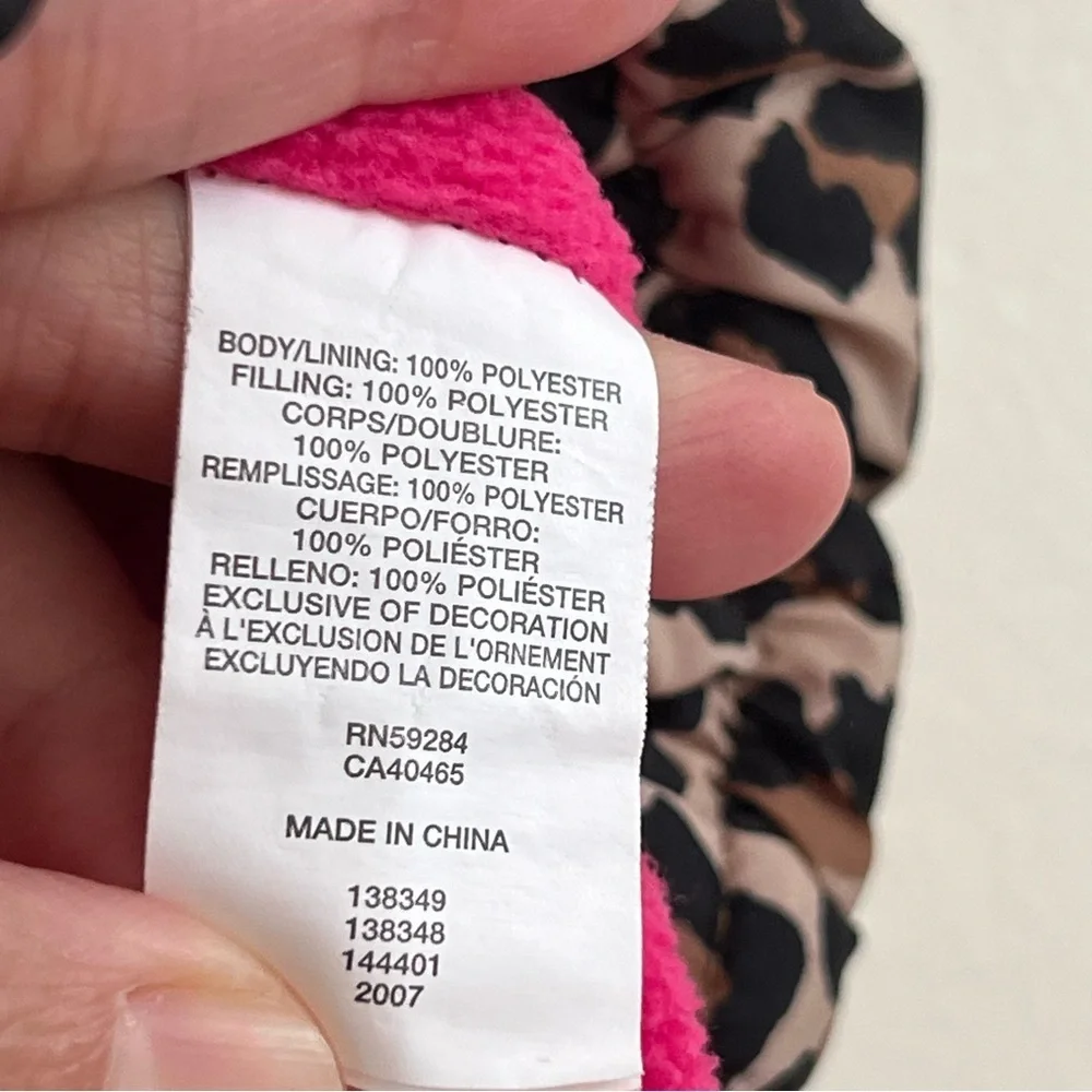 Place 1989 Leopard Print Puffer Jacket Pink Bow‎ 2T Winter Warm Cozy sz 3T